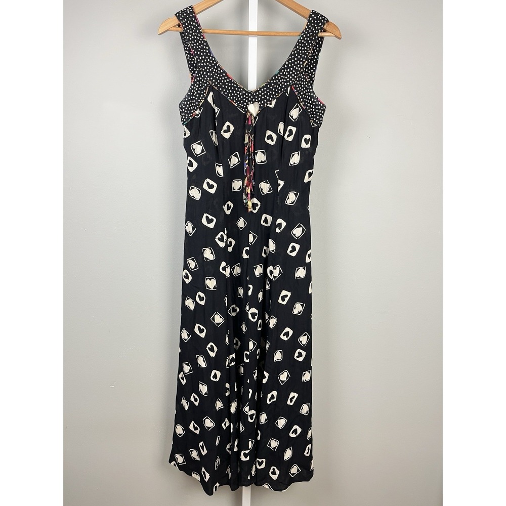 Vintage 90s Carole Little Dress Womens 6 Black White Heart Print Sleeveless - Picture 2 of 9